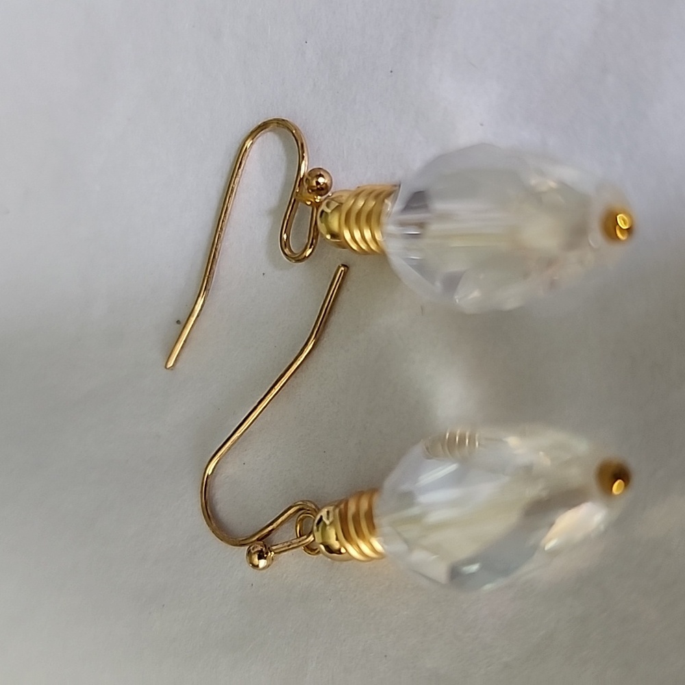 Earrings Christmas light Gem Irridescent Vintage Look 925 hook